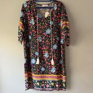 Halife Floral Midi Dress in Navy - Size M NWT